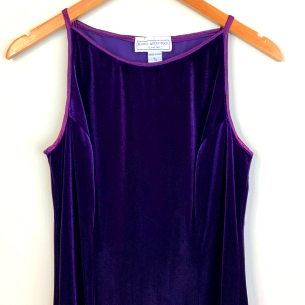 💜 Luxe Vtg 90's Jessica McClintock Gunne Sax Royal Purple Cocktail Dress - 9/10 - Picture 4 of 16